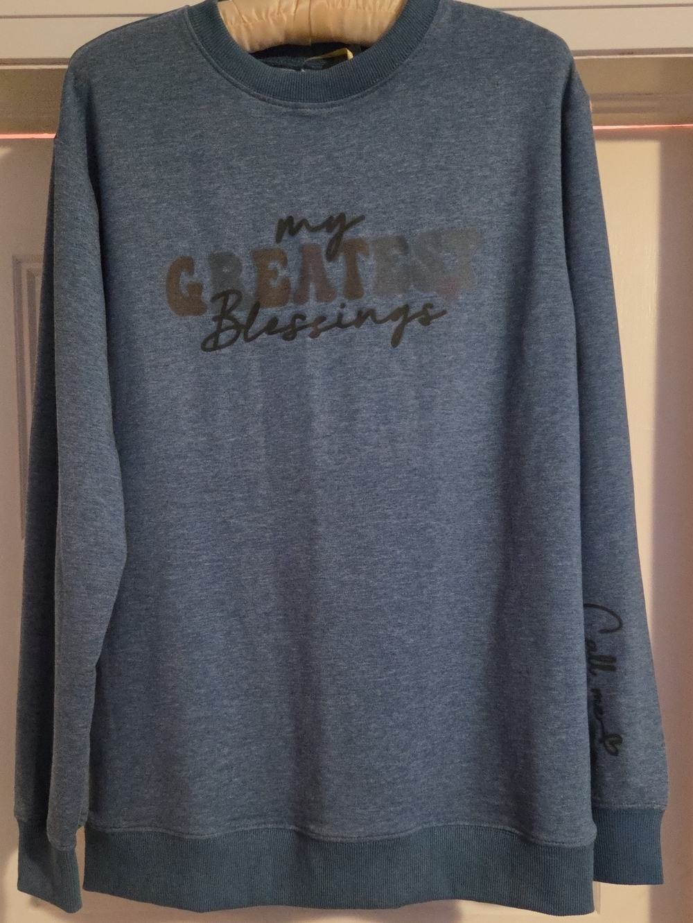 Womens Blue Crewneck Sweatshirt - 'My Greatest Blessings'